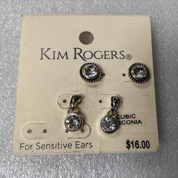 Kim Rogers Cubic Zirconia Earrings For Sensitive Ears New With Tag - Picture 2 of 6